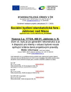 Sociální bydlení na faře v Jablonci nad Nisou